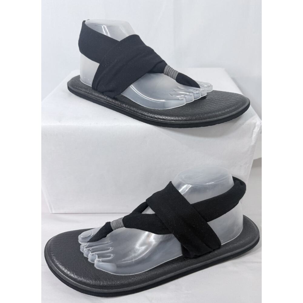 Sanuk Yoga Sling 2 Sandals Womens Size 11 Black Comfort Slingback Flip Flops